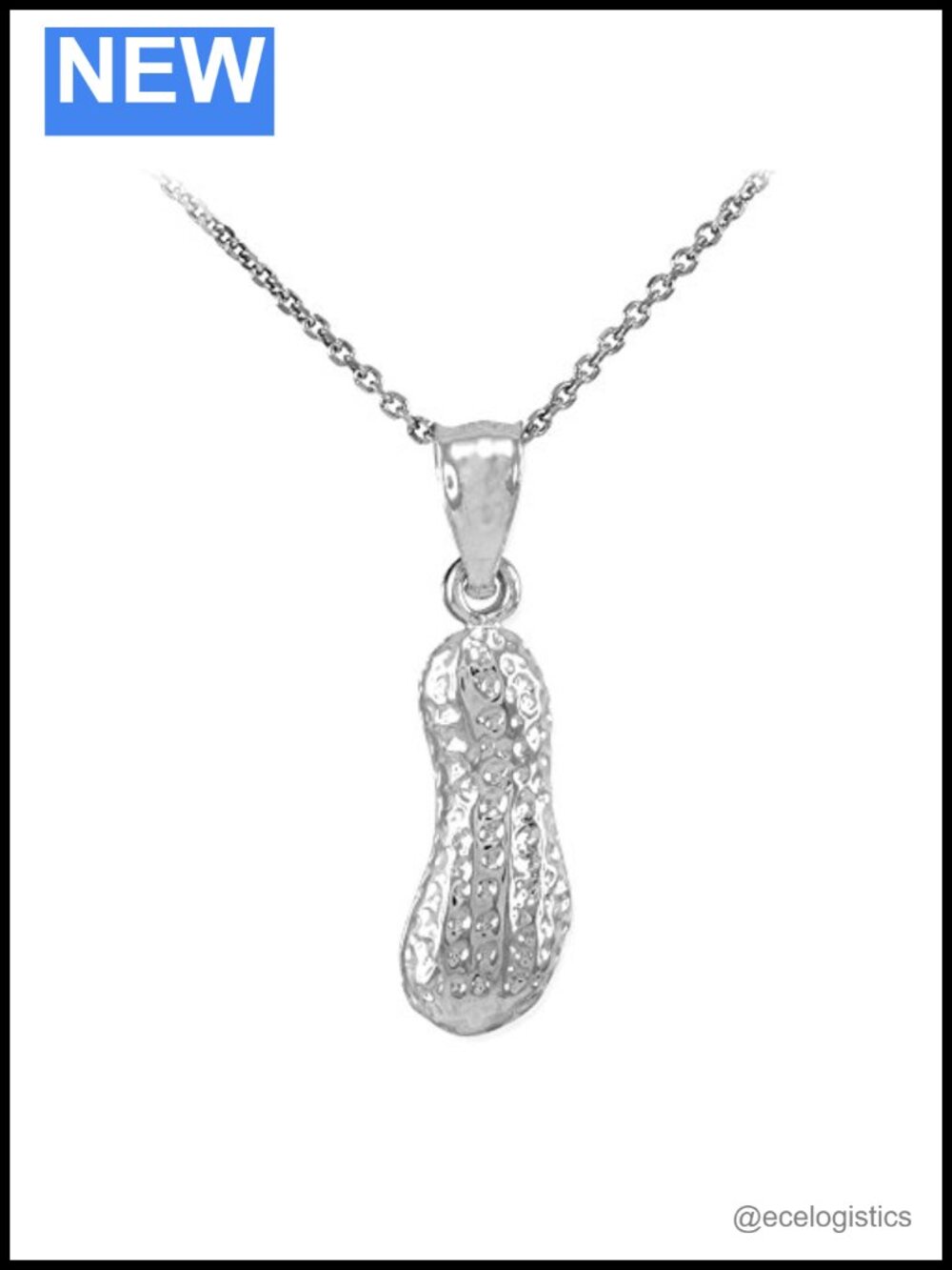 925 Sterling Silver Peanut Charm Pendant Necklace and Pendant Only